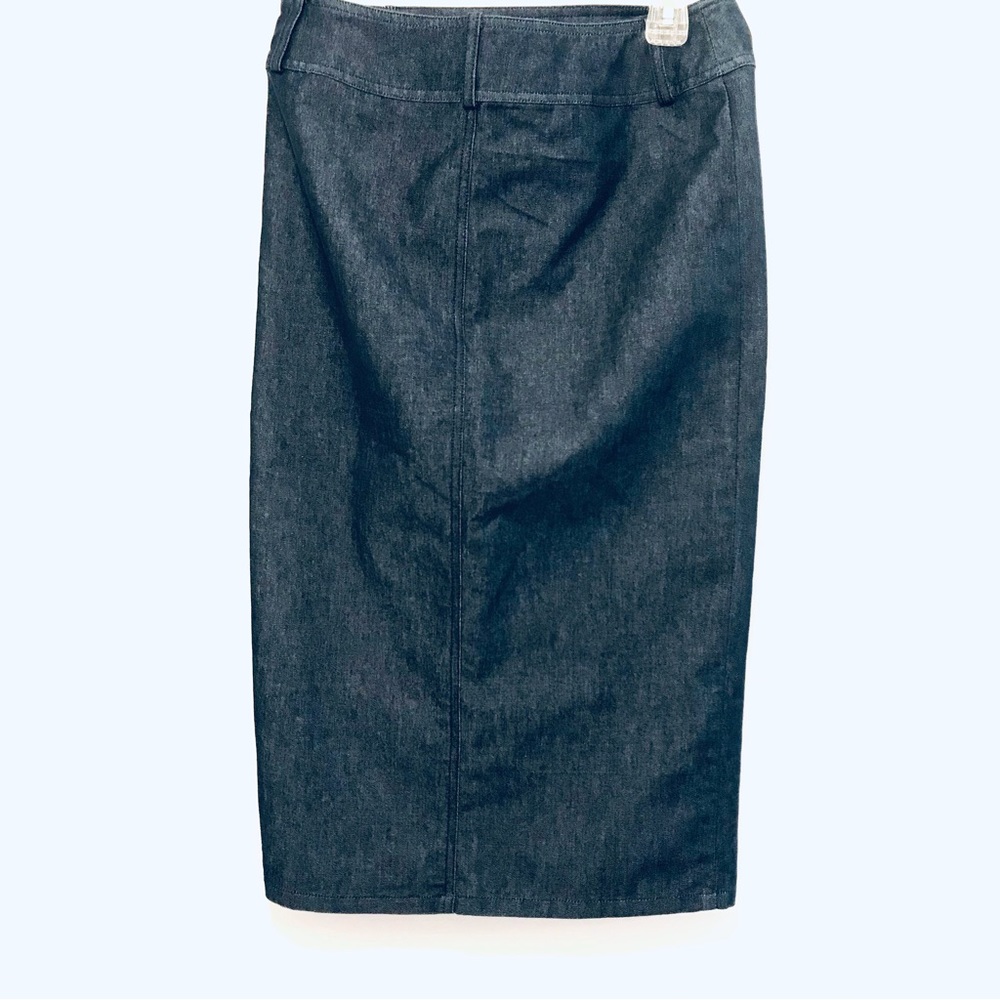 FCUK Denim Jean Pencil Skirt Stretchy Slit front Medium Dark Denim Size 4
